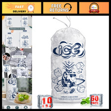50 Pack Heavy-Duty Ice Bags 10 lb with Drawstring, 2 Mils Thick for Ice Machines