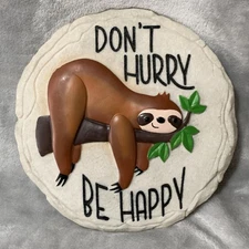 Spoontiques Sloth Stepping Stone Don't Hurry Be Happy Round Garden Decor 13216