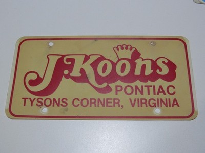 VTG Koons Pontiac Tysons Corner VA Plastic Dealership Booster Plate Tag Dealer
