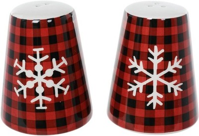 The Bridge Collection Buffalo Check Snowflake Salt & Pepper Shaker Set - Red ...