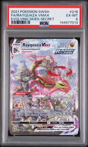 2021 POKEMON SWORD & SHIELD EVOLVING SKIES SECRET FULL ART/RAYQUAZA VMAX PSA 6