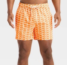    Goodfellow  Co Men's 5  Orange Geometric Print Swim Trunks Size L  