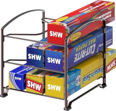 Simple Houseware Kitchen Wrap Organizer Rack, Bronze 1 Pack, 