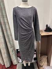 NWT Forever 21 Women’s Large Sparkly Raunched Dressed Midi Dress Long Sleeve