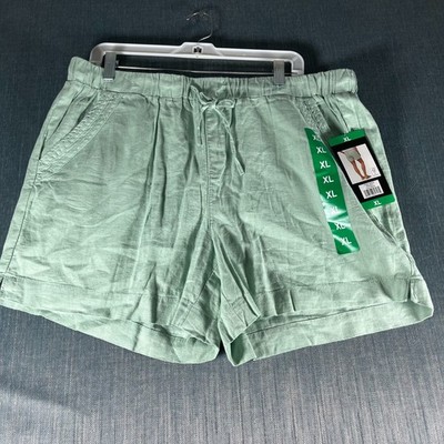 BRIGGS Men's Shorts Size XL Green Casual Drawstring Waist Pockets Lino Blend