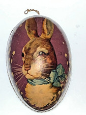Antique 1920-1930 German Paper Mache RABBIT Easter Egg Candy Container
