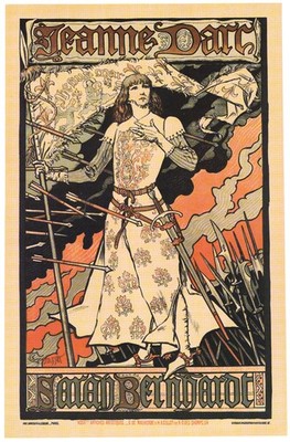   Jeanne d'Arc Sarah Bernhardt Art Nouveau Poster - 24x32  RARE Reprint