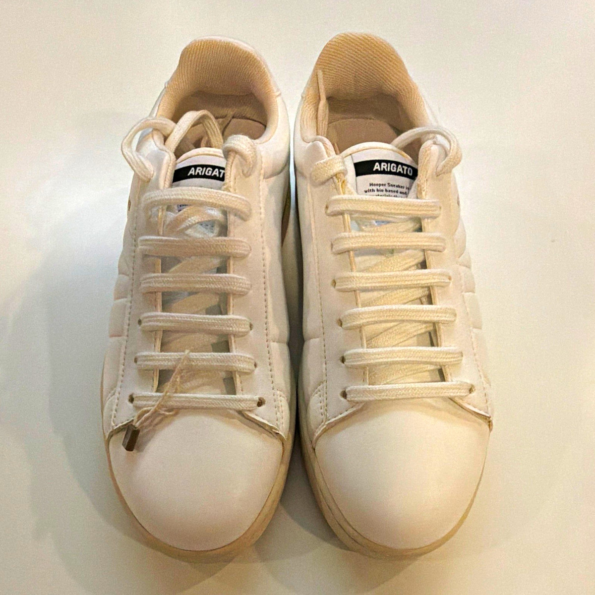 Axel Arigato Men's White Low-Top Lace-Up Sneakers Logo Vegan Leather US 9