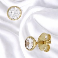 Ohrstecker Rund 333 Gold Gelbgold 2 Zirkonia Ohrringe Goldohrstecker