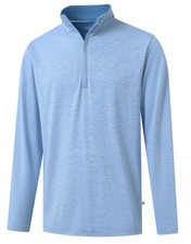 Mens Pullover Quarter Zip Performance Heather Pin Striped Sports Golf 1/4 Zip...