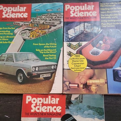 3 x Popular Science Magazine Vintage 1970s Vol 1 No. 8, 9 & 12 Fiat 131