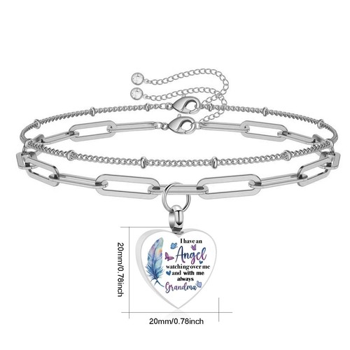 Heart Cremation Urn Bracelet for Ashes for Women Men Keepsake Cremation Memorial - Picture 2 of 7