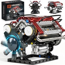 V8 Engine Building Blocks Sets, V8 Engine Model Kit, Runnable Model Engine Build