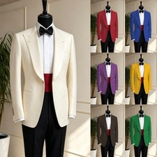 Formal Men's Coat Peak Lapel Business Evening Dinner Jacket Single Breasted