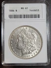 1886 Morgan Silver Dollar ANACS MS 61 In Old Soapbox Holder + Reverse Toning