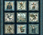 Folklore Medieval Dragons Wizards Castles Picture Patch 36x44" Fabric Panel