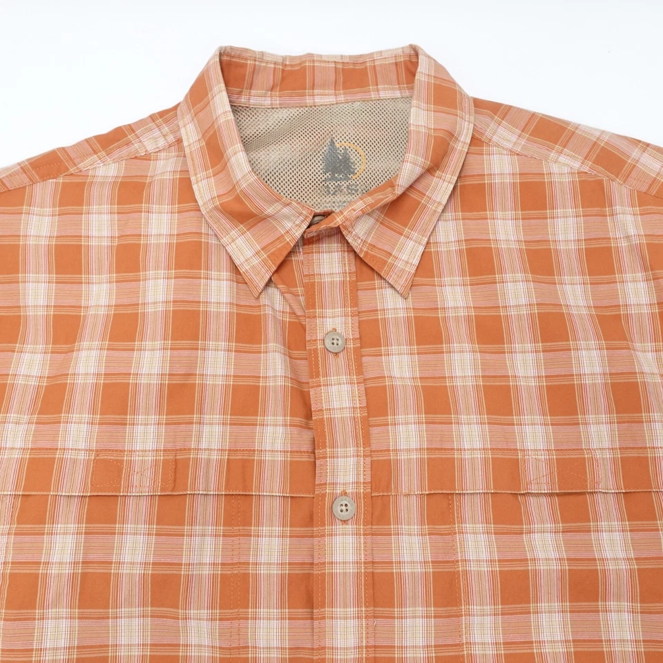 G.H. Bass & Co. Fishing Shirt Men's Large Orange Plaid Mesh Lined Button-Up - Image 2 of 4