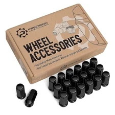 20pc 14x1.5 Black Lug Nuts – Bulge Cone Seat Extended Closed End 19mm Hex