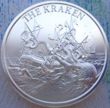 2 oz. THE KRAKEN Cryptozoology Series thick BU round .999 fine silver 87.48 per troy oz