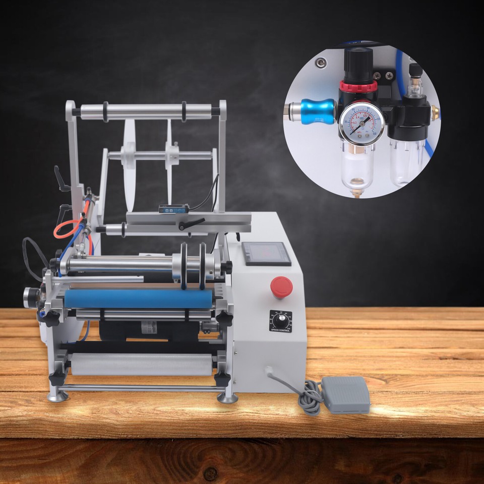 LT-190 300w Semi-Automatic Round Bottle Labeling Machine Emergency Stop ...