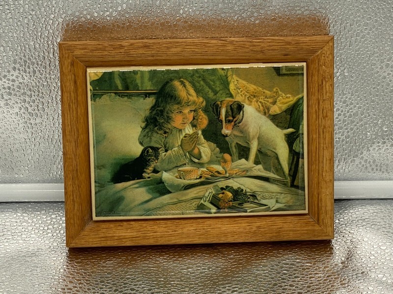 Sturbridge Yankee Workshop Vt Tile Picture of Praying Child and Dog