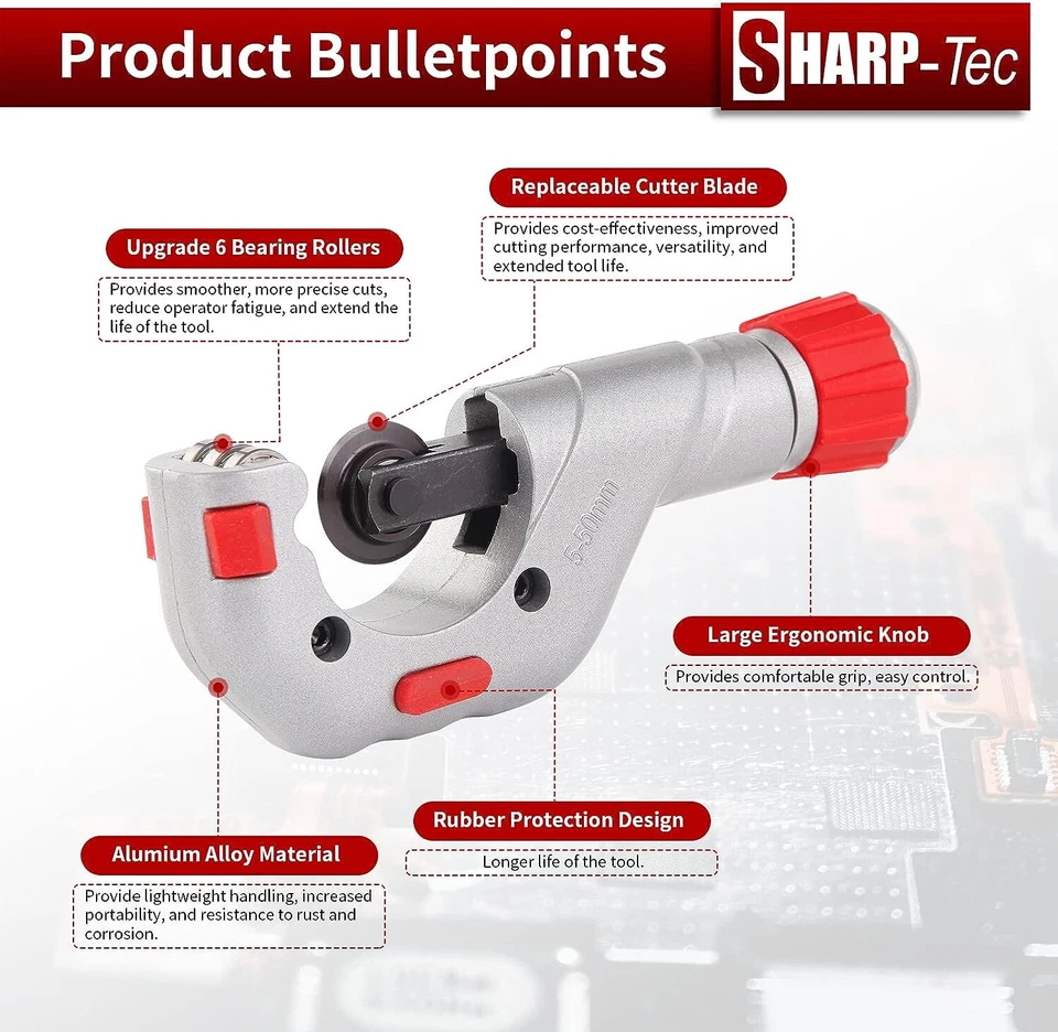 Sharp-Tec 5-50mm Adjustable Pipe Cutter aluminium copper stainless steel plastic - Image 3 of 4