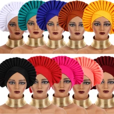 African Women Turban Hijab Auto Gele Headtie Chemo Cap Hat Bonnet Headscarf Wrap