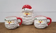 Mount Clemons Pottery Merry Mates Santa Mugs and Napkin Holder 