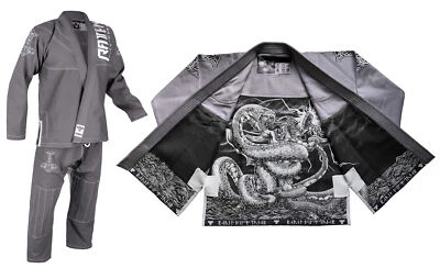 Raven Fightwear Men's Thor Nordic Uniform Premium BJJ Gi Grey