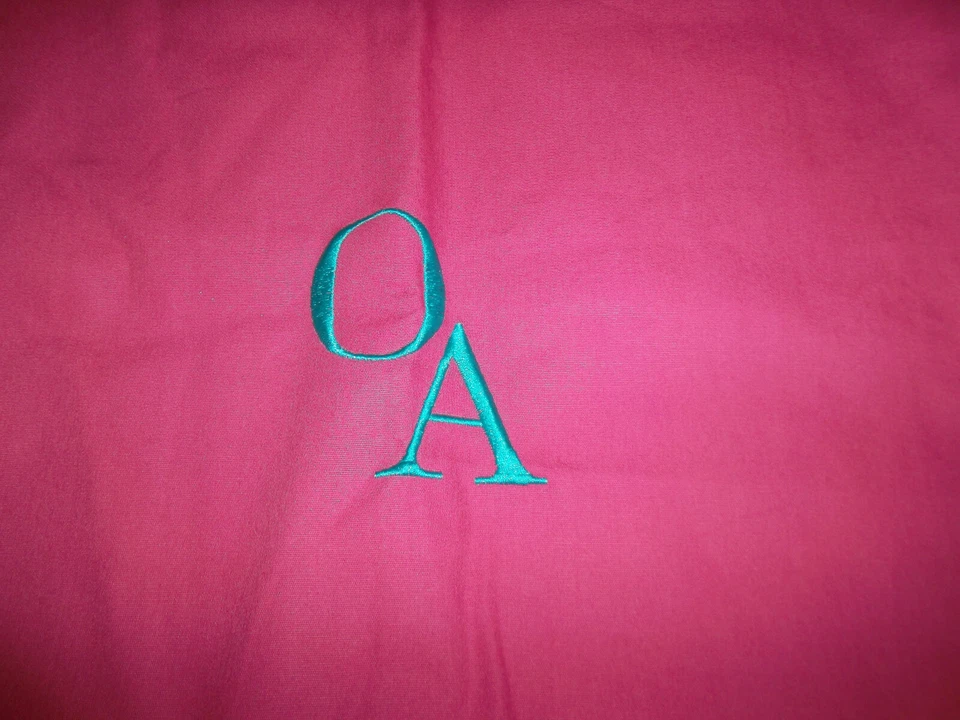 Potter Barn Dorm Pom Pom Monogram 'OA' Pillow Cover 16X16 Pink Cream Blue Yellow - Image 4 of 4