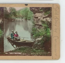 Only Waiting Boat on Lake Webster & Albee Stereoview