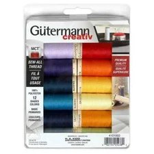 GÜTERMANN Creative 12 pc Sew-All 100m Thread Set – Primary Colours