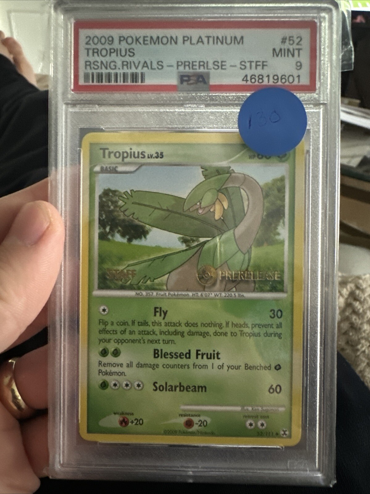 Pokemon Tropius 52/111 Rising Rivals STAFF Prerelease PSA 9 MINT