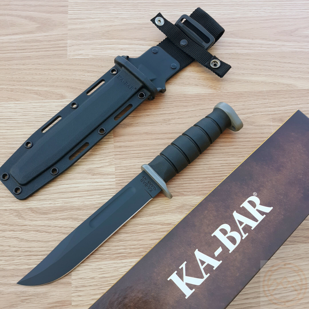 7" D2 Tool Steel Clip Point Blade Black Rubber Handle