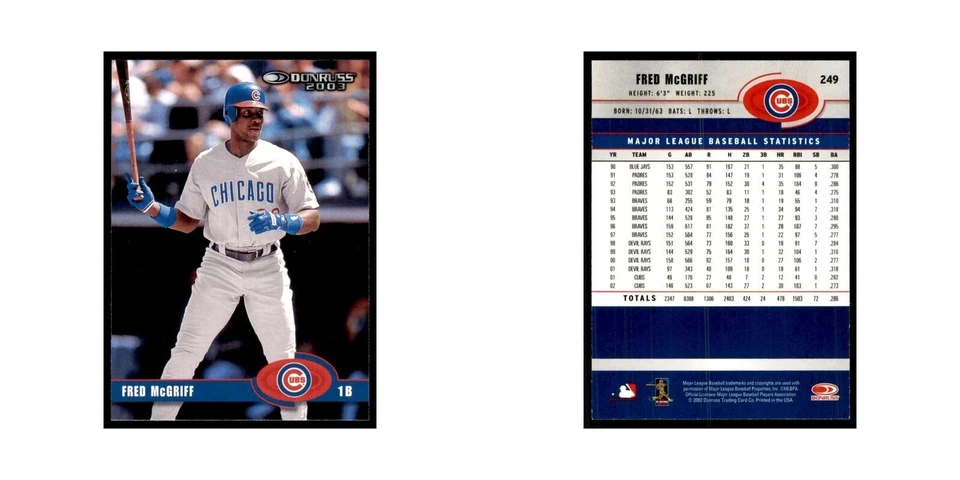 2003 Donruss Fred McGriff Cubs #249 - Image 3 of 3
