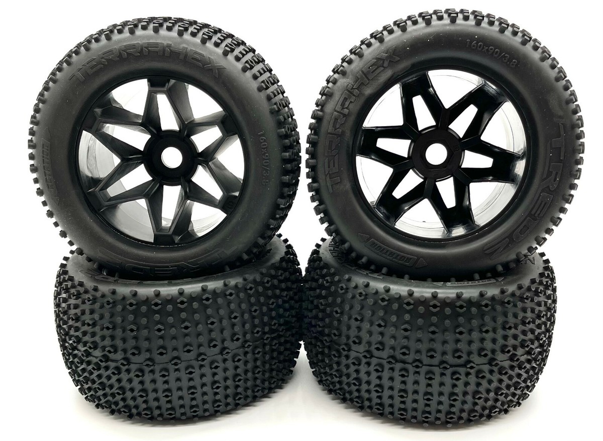Savage X FLUX V2 TIRES/WHEELS 4 Stealth Black tyres 17mm hex xl