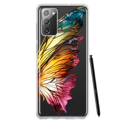 Mundaze Case for Samsung Galaxy Note 20 Cover Glass Pink Orange Butterfly Wing