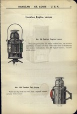Lámpara de motor de ferrocarril Handlan 1918 PAPER AD COLOR lente verde cola faro rojo