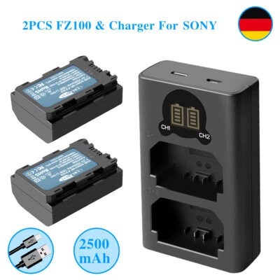 CREABEST 2× NP-FZ100 Akku Für Sony Alpha 9 9R A9S 7RM3 7R IV A7 III A7R3 + Dual Ladegerät