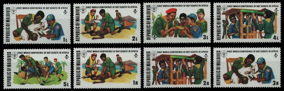 Malediven 1973 - Mi-Nr. 454-461 A ** - MNH - Pfadfinder / Scouts - Bild 1 von 1