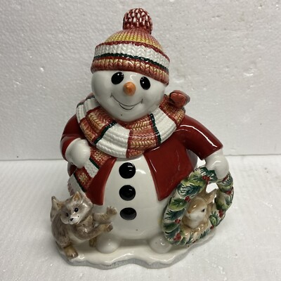 Fitz And Floyd Woodland Snowman Cookie Jar Ceramic | eBay