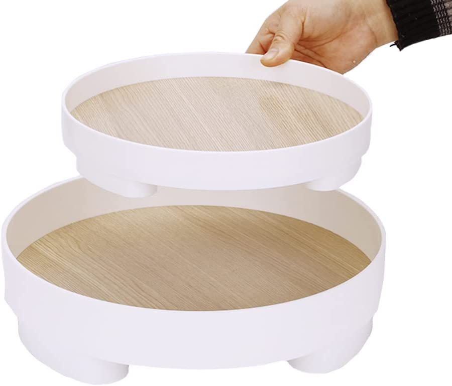 Round Vanity Tray 2 Pack, White Decorative for Bathroom Set of 2