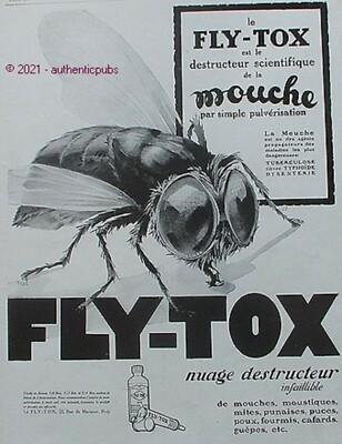 1928 FLY TOX INSECTICIDE INSECT CLOUD DESTROYER FLY AD ANIMAL