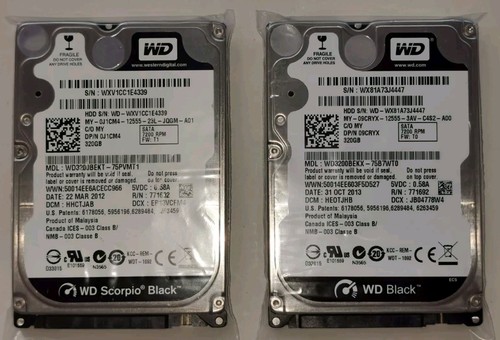 2x 320 GB SATA Western Digital Black 7200RPM HDD 2,5" Festplatte