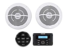 KICKER KMC3 Digital Media Receiver w/Bluetooth Remote 2 6.5" White Speakers