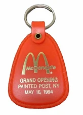 VTG McDonalds Promotional 1994 Grand Opening Painted Post NY Plastic Keychain 3”