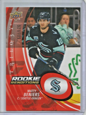 Matty Beniers 2022/23 Upper Deck Trilogy Renditions Red Rookie #521/799