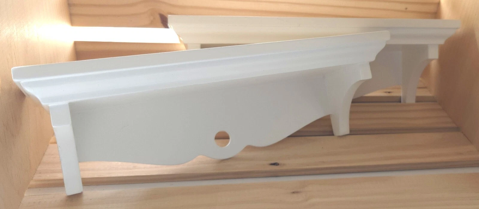 Set of 2 Shelves White 12in x 3.5in Plate Groove