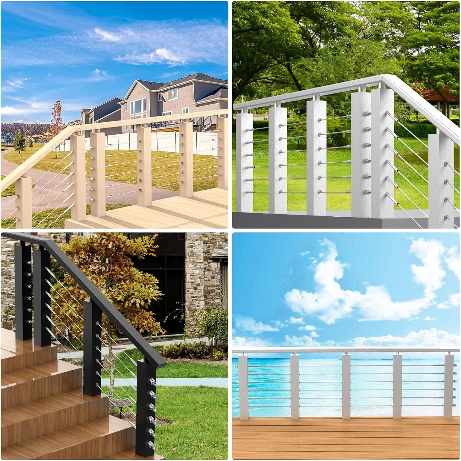 1000FT 1/8" Black Deck Railing Cable T316 Stainless Steel Cable with 7x7 Strands