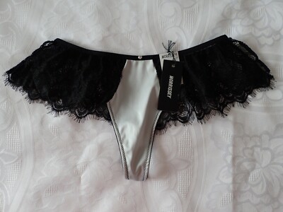 MORRISSEY, Madame Minx Thong in Size 12, Colour in Silver and Black